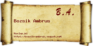 Bozsik Ambrus névjegykártya
